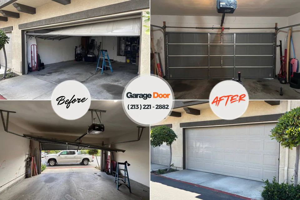 Before and after: garage door repair Helemano, HI